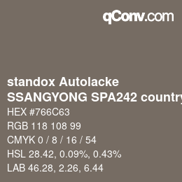 カラーコード: standox Autolacke - SSANGYONG SPA242 country brown | qconv.com
