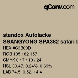 Color code: standox Autolacke - SSANGYONG SPA382 safari beige | qconv.com