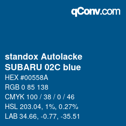 Código de color: standox Autolacke - SUBARU 02C blue | qconv.com