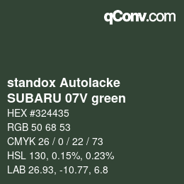 Color code: standox Autolacke - SUBARU 07V green | qconv.com