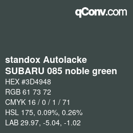 Código de color: standox Autolacke - SUBARU 085 noble green | qconv.com