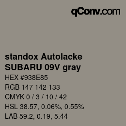 Color code: standox Autolacke - SUBARU 09V gray | qconv.com