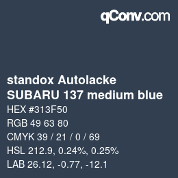 Color code: standox Autolacke - SUBARU 137 medium blue | qconv.com