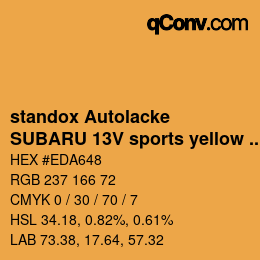 カラーコード: standox Autolacke - SUBARU 13V sports yellow 2 (2c) OEM 2005 | qconv.com