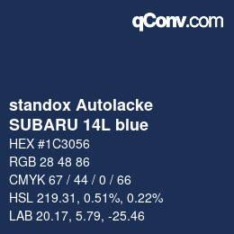 Farbcode: standox Autolacke - SUBARU 14L blue | qconv.com