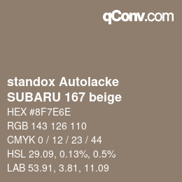Color code: standox Autolacke - SUBARU 167 beige | qconv.com