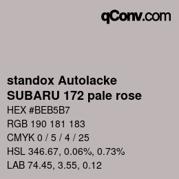 Farbcode: standox Autolacke - SUBARU 172 pale rose | qconv.com