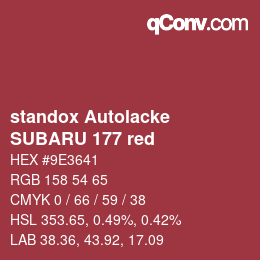 Código de color: standox Autolacke - SUBARU 177 red | qconv.com