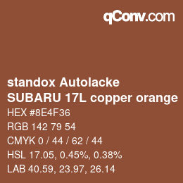 Color code: standox Autolacke - SUBARU 17L copper orange | qconv.com