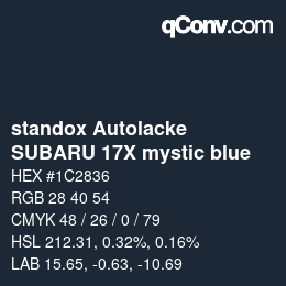 カラーコード: standox Autolacke - SUBARU 17X mystic blue | qconv.com