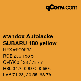 Color code: standox Autolacke - SUBARU 180 yellow | qconv.com