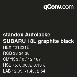 Código de color: standox Autolacke - SUBARU 18L graphite black | qconv.com
