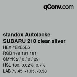 Code couleur: standox Autolacke - SUBARU 210 clear silver | qconv.com