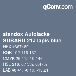 Color code: standox Autolacke - SUBARU 21J lapis blue | qconv.com