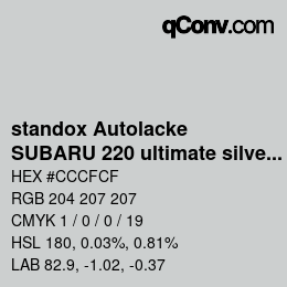 Farbcode: standox Autolacke - SUBARU 220 ultimate silver | qconv.com