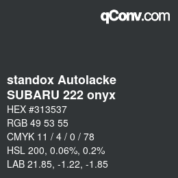 Farbcode: standox Autolacke - SUBARU 222 onyx | qconv.com
