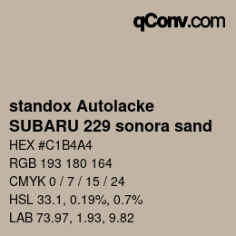 Color code: standox Autolacke - SUBARU 229 sonora sand | qconv.com