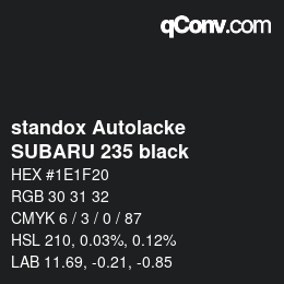 Farbcode: standox Autolacke - SUBARU 235 black | qconv.com