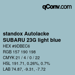 Farbcode: standox Autolacke - SUBARU 23G light blue | qconv.com