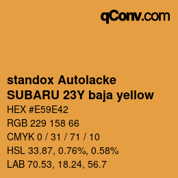 カラーコード: standox Autolacke - SUBARU 23Y baja yellow | qconv.com