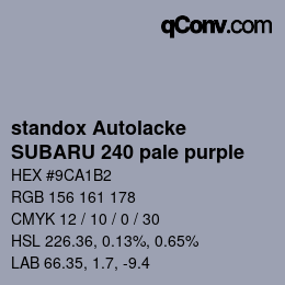 カラーコード: standox Autolacke - SUBARU 240 pale purple | qconv.com