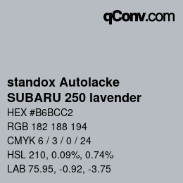 Color code: standox Autolacke - SUBARU 250 lavender | qconv.com