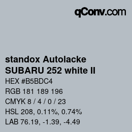 Color code: standox Autolacke - SUBARU 252 white II | qconv.com