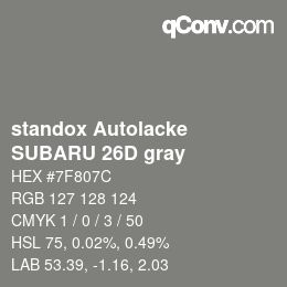 Color code: standox Autolacke - SUBARU 26D gray | qconv.com