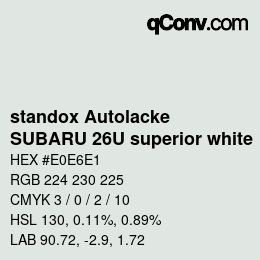 Farbcode: standox Autolacke - SUBARU 26U superior white | qconv.com