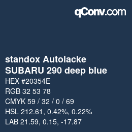 Color code: standox Autolacke - SUBARU 290 deep blue | qconv.com