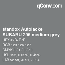 カラーコード: standox Autolacke - SUBARU 295 medium grey | qconv.com