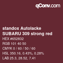 Color code: standox Autolacke - SUBARU 309 strong red | qconv.com