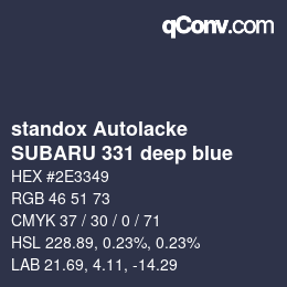 Color code: standox Autolacke - SUBARU 331 deep blue | qconv.com