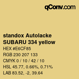 Color code: standox Autolacke - SUBARU 334 yellow | qconv.com