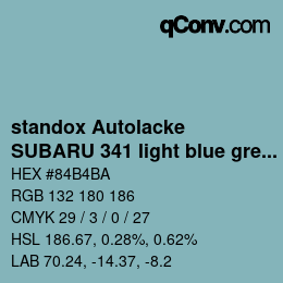 Color code: standox Autolacke - SUBARU 341 light blue green | qconv.com