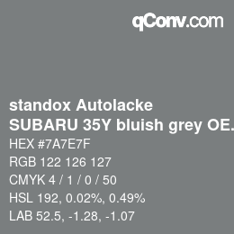 カラーコード: standox Autolacke - SUBARU 35Y bluish grey OEM 2005 | qconv.com