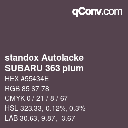 Farbcode: standox Autolacke - SUBARU 363 plum | qconv.com