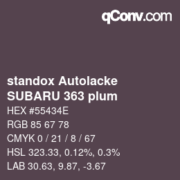 Color code: standox Autolacke - SUBARU 363 plum | qconv.com