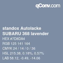 Color code: standox Autolacke - SUBARU 368 lavender | qconv.com