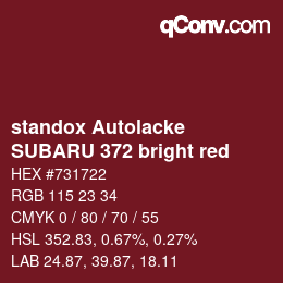 Code couleur: standox Autolacke - SUBARU 372 bright red | qconv.com