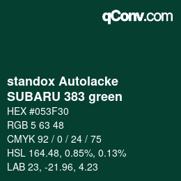 カラーコード: standox Autolacke - SUBARU 383 green | qconv.com