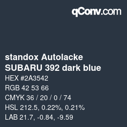 Code couleur: standox Autolacke - SUBARU 392 dark blue | qconv.com