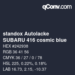 Code couleur: standox Autolacke - SUBARU 416 cosmic blue | qconv.com