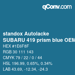 Farbcode: standox Autolacke - SUBARU 419 prism blue OEM 2005 | qconv.com