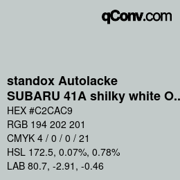 Color code: standox Autolacke - SUBARU 41A shilky white OEM 2005 | qconv.com
