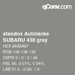 Color code: standox Autolacke - SUBARU 438 gray | qconv.com