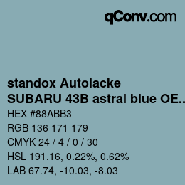 Farbcode: standox Autolacke - SUBARU 43B astral blue OEM 2005 | qconv.com