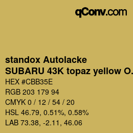 Código de color: standox Autolacke - SUBARU 43K topaz yellow OEM 2006 | qconv.com