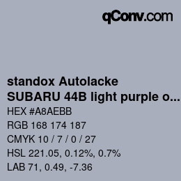 Farbcode: standox Autolacke - SUBARU 44B light purple opal OEM 2005 | qconv.com