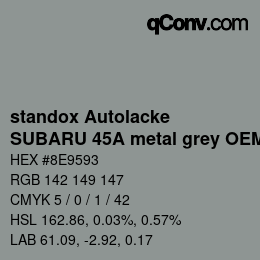 Color code: standox Autolacke - SUBARU 45A metal grey OEM 2005 | qconv.com